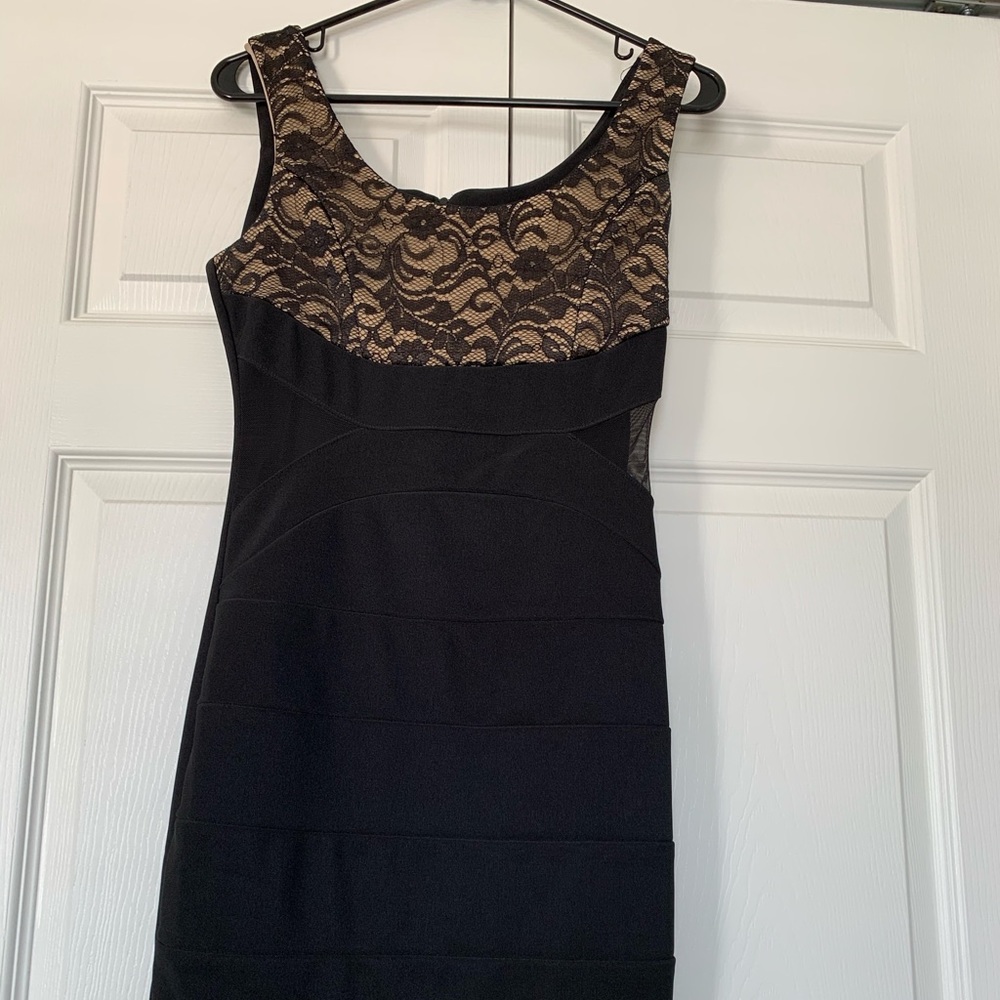 Black and nude lace dress w/ cut out